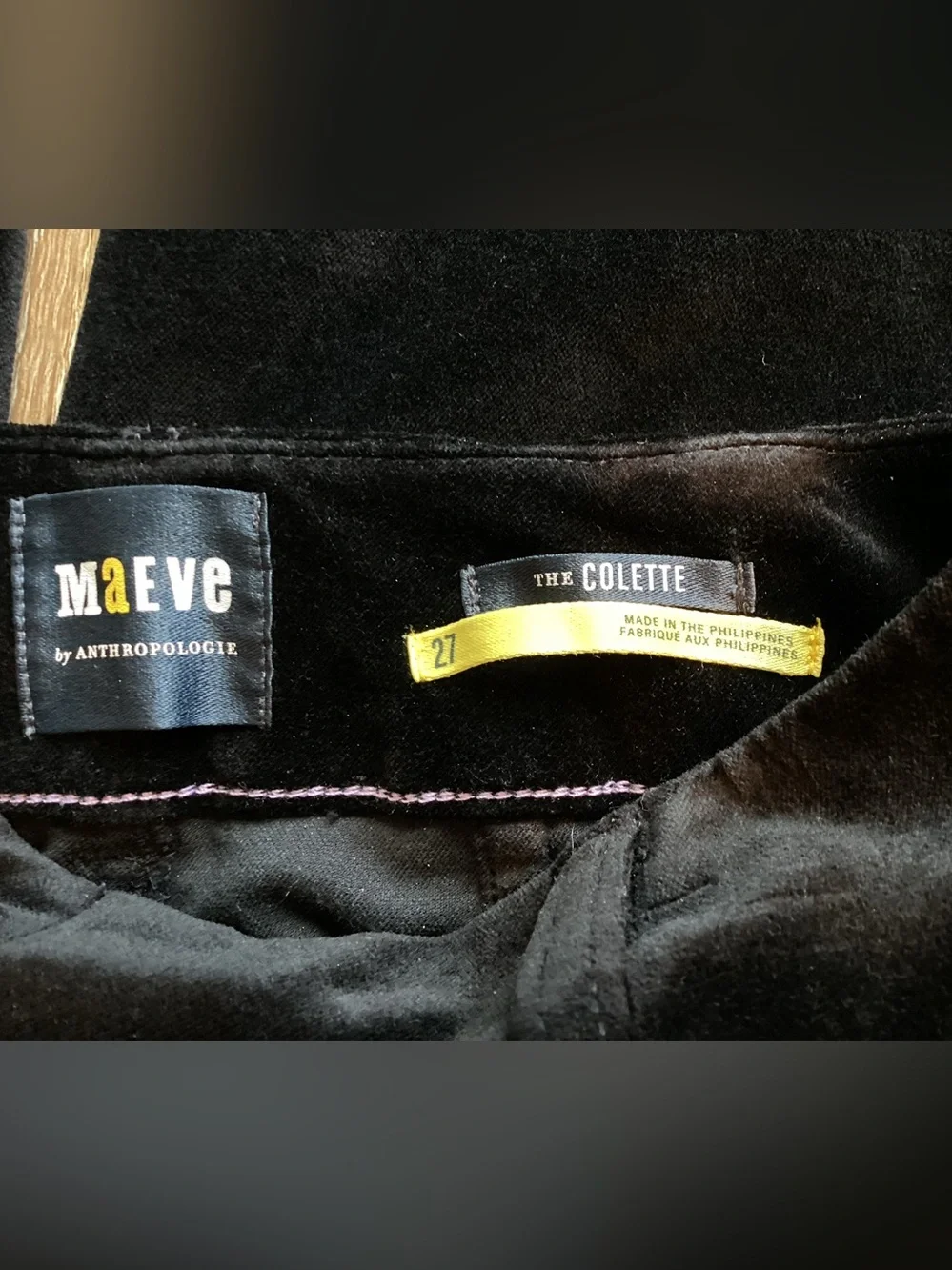 Maeve by Anthropologie Wide Leg Cropped The Colette in Black Velvet - Picture 8 of 8
